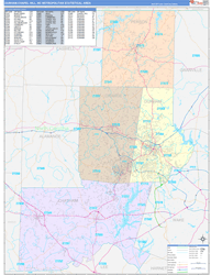 Durham-Chapel Hill Metro Area Wall Map Color Cast Style 2024